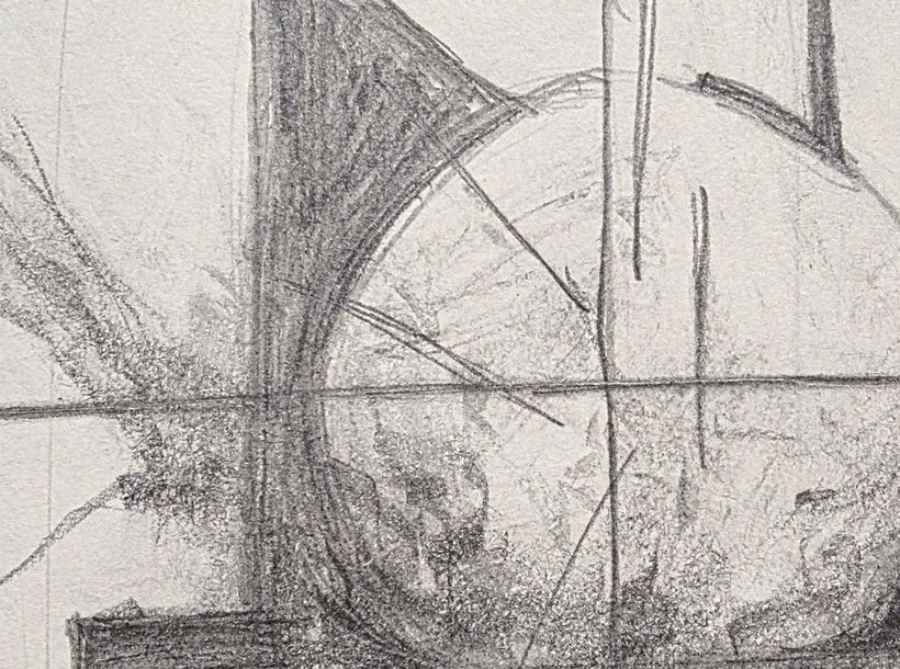 Protagonist graphite drawing for The Standard Observer